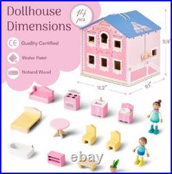 Exquisite Wooden Dollhouse with Dolls & Furniture Creative Play for Ages 3+