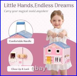 Exquisite Wooden Dollhouse with Dolls & Furniture Creative Play for Ages 3+