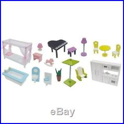 Extra Large Wooden Doll House Mansion Monika + 17 pieces of furniture