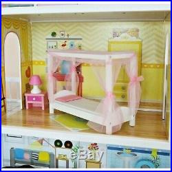 Extra Large Wooden Doll House Mansion Monika + 17 pieces of furniture