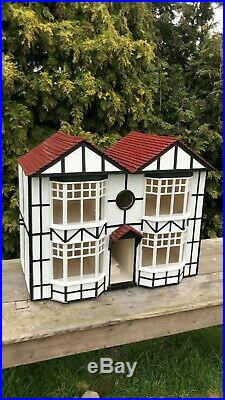 Fantastic Vintage Large Hand Made Wooden Dolls House With Opening Back Doors