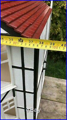 Fantastic Vintage Large Hand Made Wooden Dolls House With Opening Back Doors