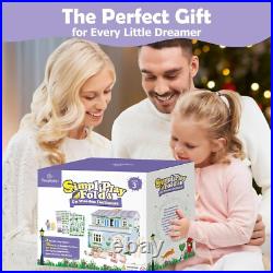 Foldable Wooden Doll House DIY Doll House with 3 Sticker Sheets for 2 Styles Foldable Wooden Doll House DIY Doll House with 3 Sticker Sheets for 2 Styles
