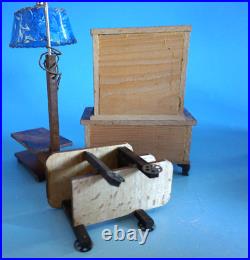 Furniture Dollhouse Art Deco Buffet Floor Lamp Bar Cart Wood Circa 1920 (F024-1850)