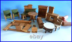 Furniture dollhouse Wilhelminian period Art Deco wood oak around 1900/10 (f024-1856)