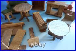 Furniture dollhouse Wilhelminian period Art Deco wood oak around 1900/10 (f024-1856)