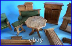 Furniture dollhouse Wilhelminian period Art Deco wood oak around 1900/10 (f024-1856)