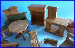 Furniture dollhouse Wilhelminian period Art Deco wood oak around 1900/10 (f024-1856)
