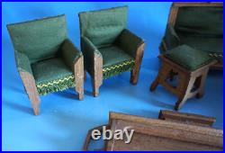 Furniture dollhouse Wilhelminian period Art Deco wood oak around 1900/10 (f024-1856)