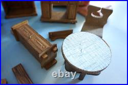 Furniture dollhouse Wilhelminian period Art Deco wood oak around 1900/10 (f024-1856)