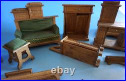 Furniture dollhouse Wilhelminian period Art Deco wood oak around 1900/10 (f024-1856)