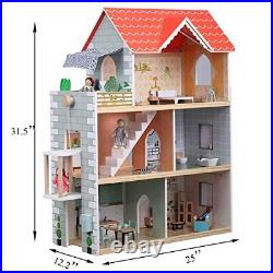Giant Bean Wooden Doll House 2.6-ft Tall DIY Miniature Dollhouse Kit with Ele
