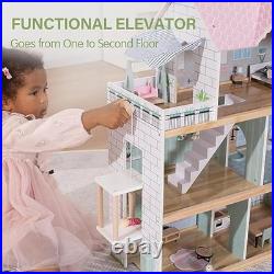 Giant bean Wooden Dolls House, 2.6 Feet High with Elevator, Doorbell, Light, 15 P Giant bean Wooden Dolls House, 2.6 Feet High with Elevator, Doorbell, Light, 15 P