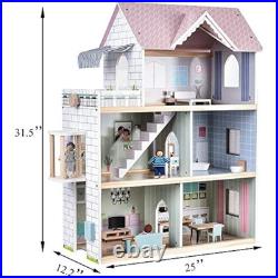 Giant bean Wooden Dolls House, 2.6 Feet High with Elevator, Doorbell, Light, 15 P Giant bean Wooden Dolls House, 2.6 Feet High with Elevator, Doorbell, Light, 15 P