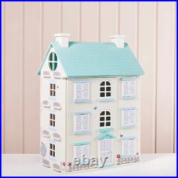 Girl Play Wooden Mansion Light Up Dolls House 4 storey Perfect Xmas Gift NEW