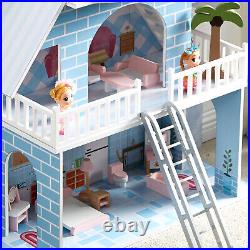 Girl Wood Doll House Large Frozen Ice Princess Wooden Kid Doll Play House Toy UK