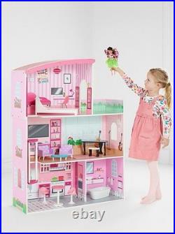 Girls Pink Wooden Fashion Dolls House with Accessories Christmas XMAS Gift