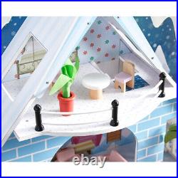 Girls Wood Doll House Large Frozen Ice Princess Wooden Kids Doll Play House Toys