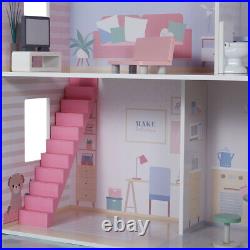 Girls Wooden 3 Levels Dollhouse with Furniture Barbie or Bratz Doll House FF