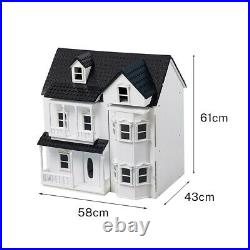 HILIROOM Brand New Large Wooden Dolls House, Victorian Cottage Vintage Dollhouse