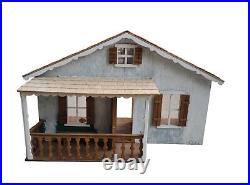 HOMEMADE Cedar Shake Roof WOODEN DOLL HOUSE 23W X 16D X 15H Vintage