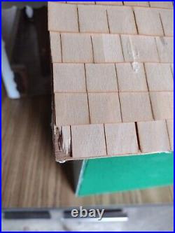 HOMEMADE Shake Roof WOODEN DOLL HOUSE 23W X 16D X 15H Vintage READ