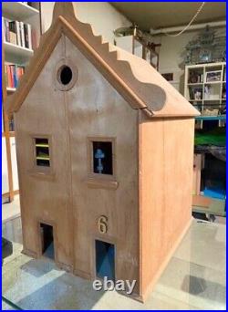 Hand-Made Wooden DOLLS HOUSE, Vintage, Large & Furnished