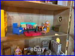 Hand-Made Wooden DOLLS HOUSE, Vintage, Large & Furnished