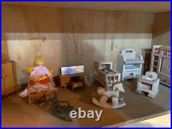 Hand-Made Wooden DOLLS HOUSE, Vintage, Large & Furnished