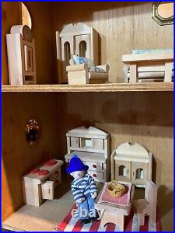 Hand-Made Wooden DOLLS HOUSE, Vintage, Large & Furnished