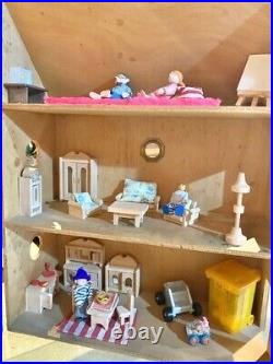 Hand-Made Wooden DOLLS HOUSE, Vintage, Large & Furnished