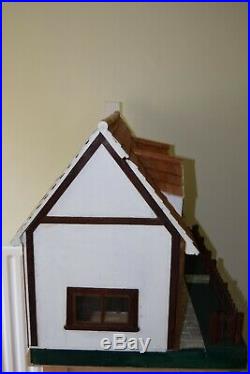 Hand Made Wooden Dolls House 4 Rooms Plus Front Garden And Furniture