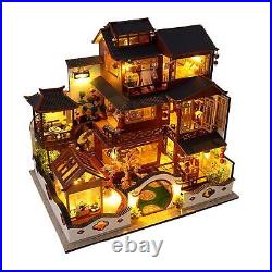 Handmade Dollhouse Assemble Kit with Furniture Artwork Home Decor for Adults