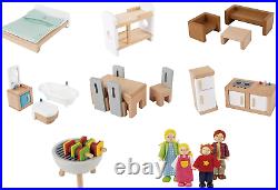 Hape E3405 Doll Family Mansion Fully Furnished Wooden Dolls House