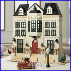 Hearth Hand Magnolia Dollhouse Wooden 3-Story Home 6 Rooms 28x28x12 Street Lamp