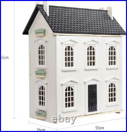 Hooga Wooden Dollhouse with Furniture Set Included, Multi-Level 3-Storey Pretend Hooga Wooden Dollhouse with Furniture Set Included, Multi-Level 3-Storey Pretend