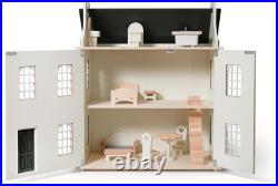 Hooga Wooden Dollhouse with Furniture Set Included, Multi-Level 3-Storey Pretend Hooga Wooden Dollhouse with Furniture Set Included, Multi-Level 3-Storey Pretend