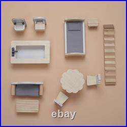 Hooga Wooden Dollhouse with Furniture Set Included, Multi-Level 3-Storey Pretend Hooga Wooden Dollhouse with Furniture Set Included, Multi-Level 3-Storey Pretend