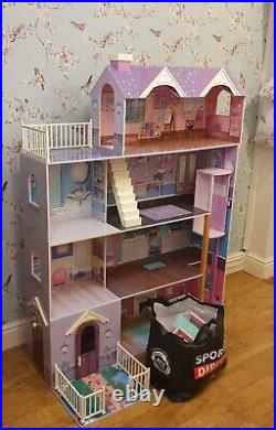 Huge/Large Wooden Dolls House With Dolls And Accessories. 1.6m Tall. 1.2m Wide