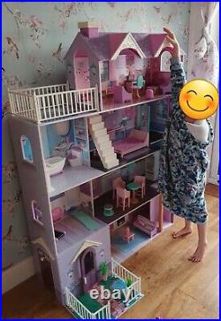 Huge/Large Wooden Dolls House With Dolls And Accessories. 1.6m Tall. 1.2m Wide