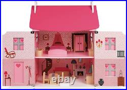 Janod Mademoiselle Doll'S House 3-Level Classic Wooden Dollhouse with Furnitur