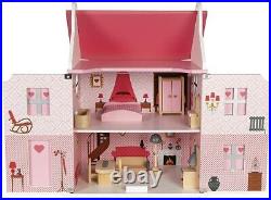 Janod Mademoiselle Doll's 2 Floor Wooden House Imaginative Playset Toy