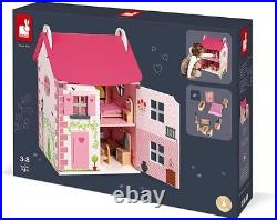 Janod Mademoiselle Doll's 2 Floor Wooden House Imaginative Playset Toy