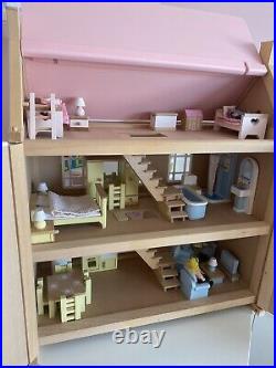 John Lewis Wooden Leckford Dolls House Complete With Furniture