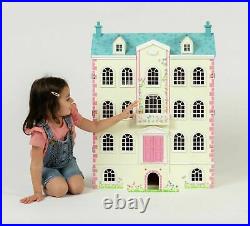 Jupiter Workshops Wooden Majestic Mansion Doll House With Printed Wallpaper NEW