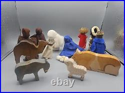 Kathe Kruse Christmas Nativity, 9 Handmade Dolls & 4 Wooden Animals