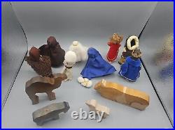 Kathe Kruse Christmas Nativity, 9 Handmade Dolls & 4 Wooden Animals