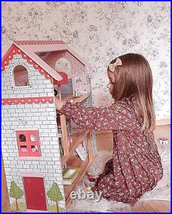 KidKraft 65054 Chelsea Cottage Wooden Dolls House With Furniture And Accessories