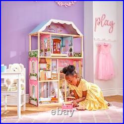 KidKraft Charlotte Wooden Dolls House with Classic Style Furniture and Accessor