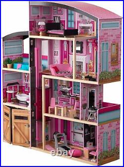 KidKraft Shimmer Mansion Wooden Dollhouse for 12-Inch Dolls with Lights & Sounds